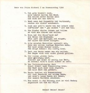 Die Rede des Prinzen Rosenmantag 1964