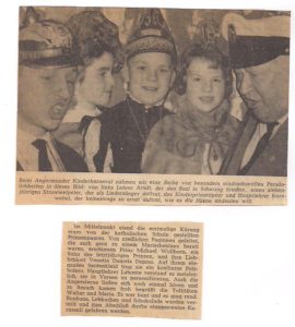 Die Presse berichtet über den Kinderkarneval in Angermund (1964)